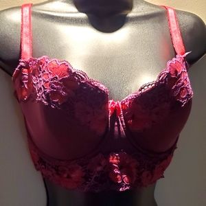Adore Me burgandy purple lace bra size 36 DD